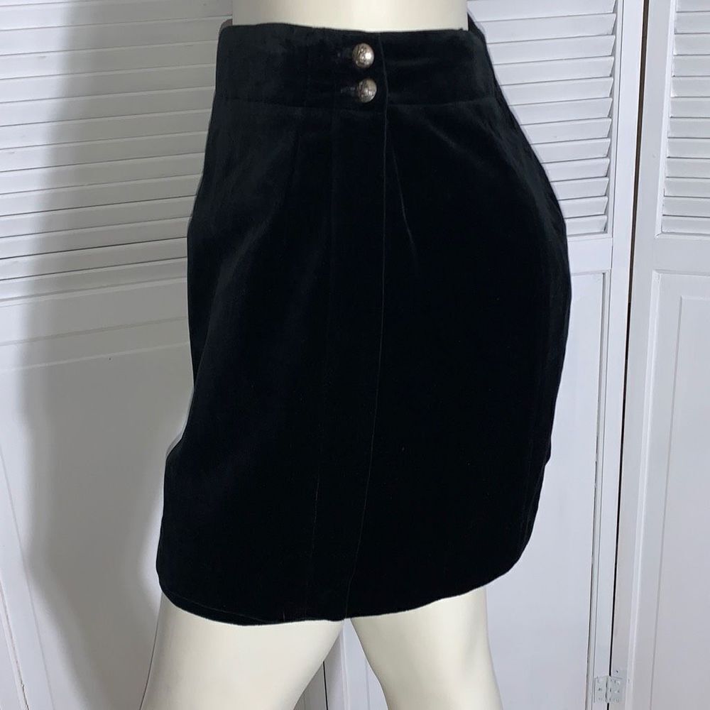 Ruff Hewn Black‎ Velvet Mini A Line Wrap Skirt Size 12